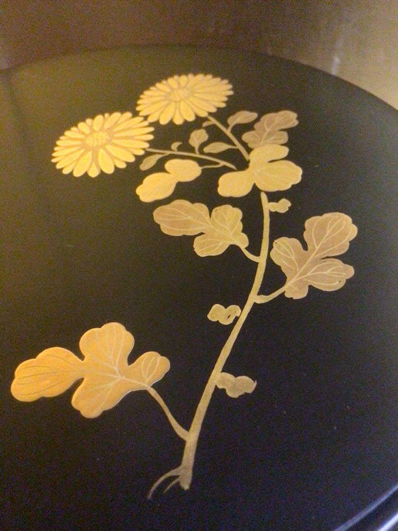 重箱 四君子蒔絵 円形重ね収納式 共箱付き 重箱 四君子蒔絵 形重ね収納